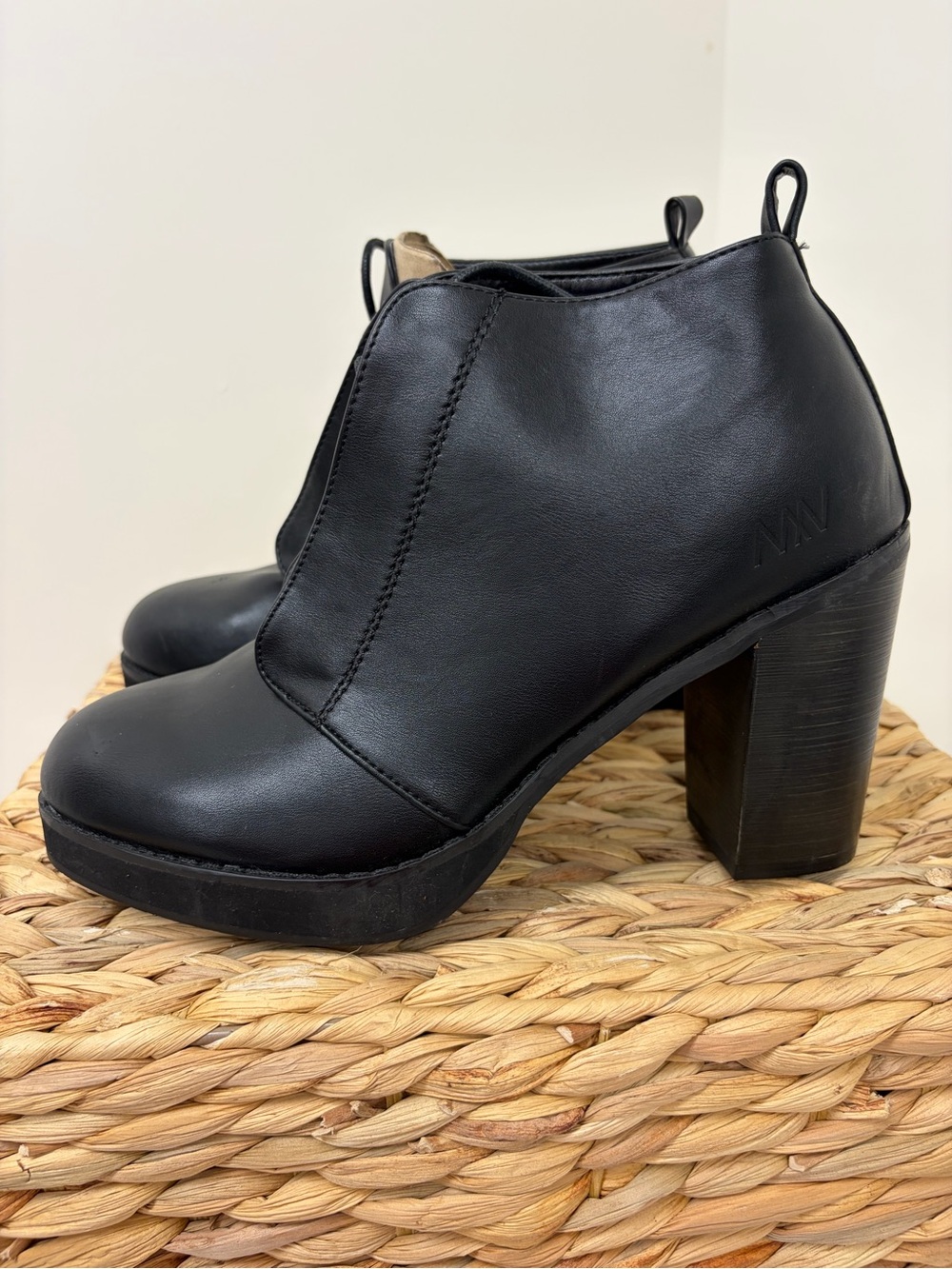Matt & Nat Black Platform Block Heel Ankle Boot